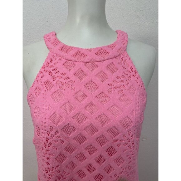 Lilly Pulitzer Halter Swing Mini Dress Lace Hot Pink Lined Size Small - Picture 4 of 15